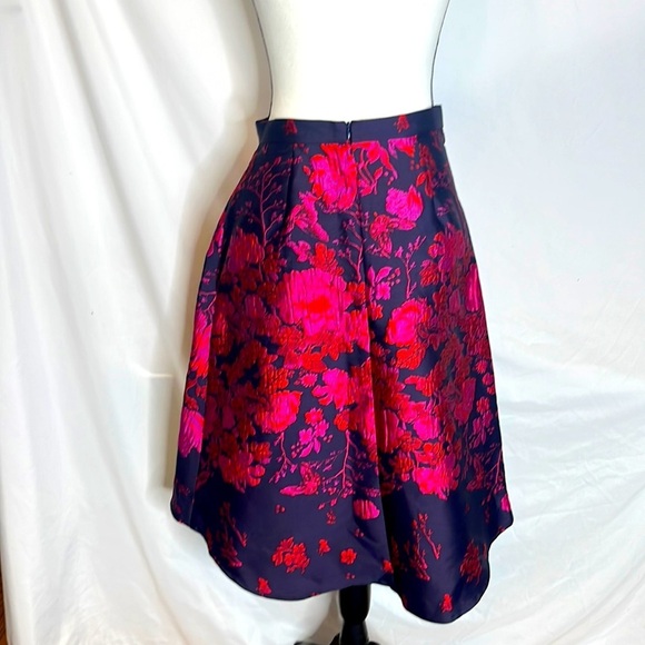 Anthropologie Floral High Low Skirt in Pink and Navy - Picture 5 of 6